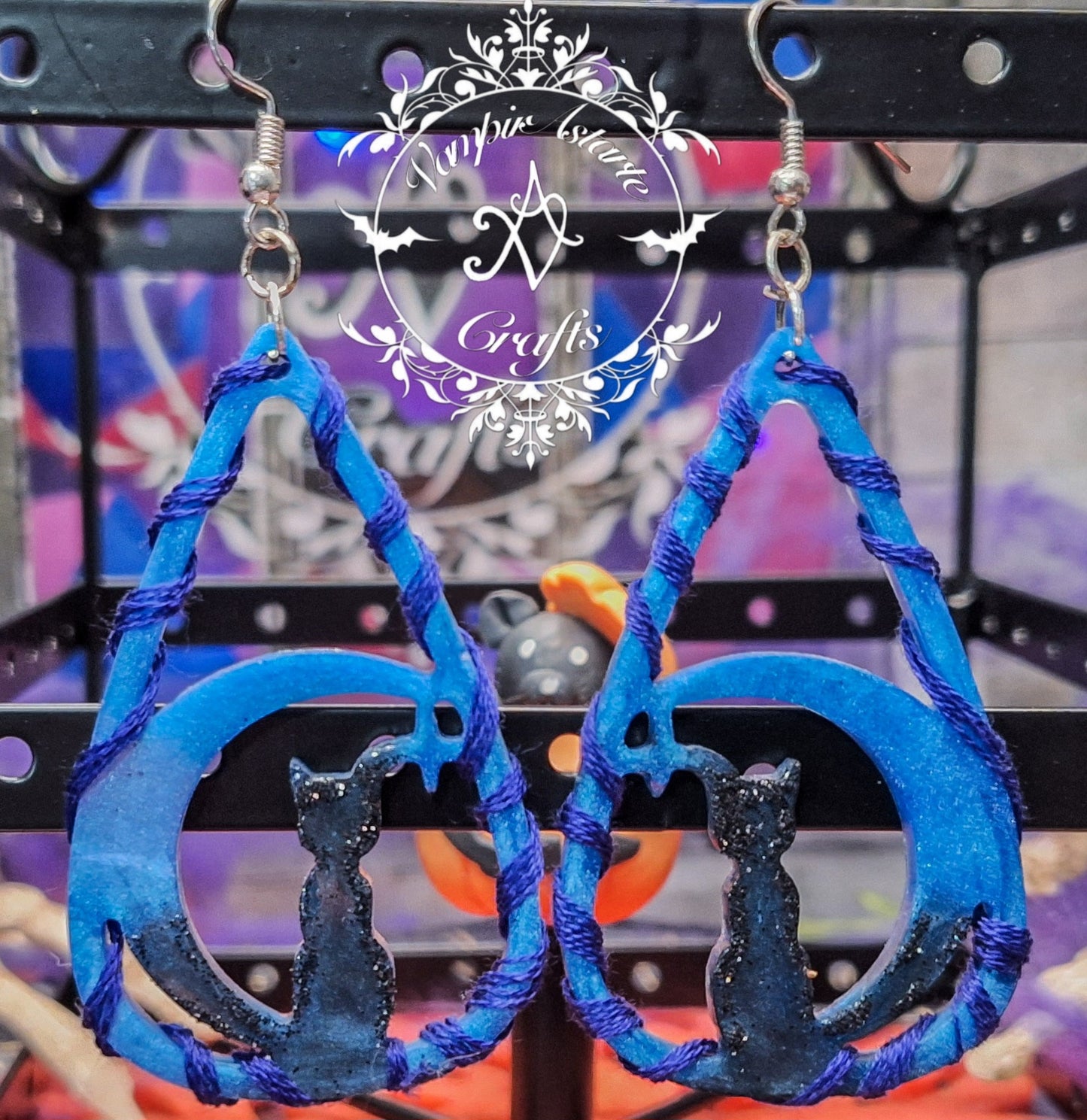 PENDIENTES MOONCAT (blue)