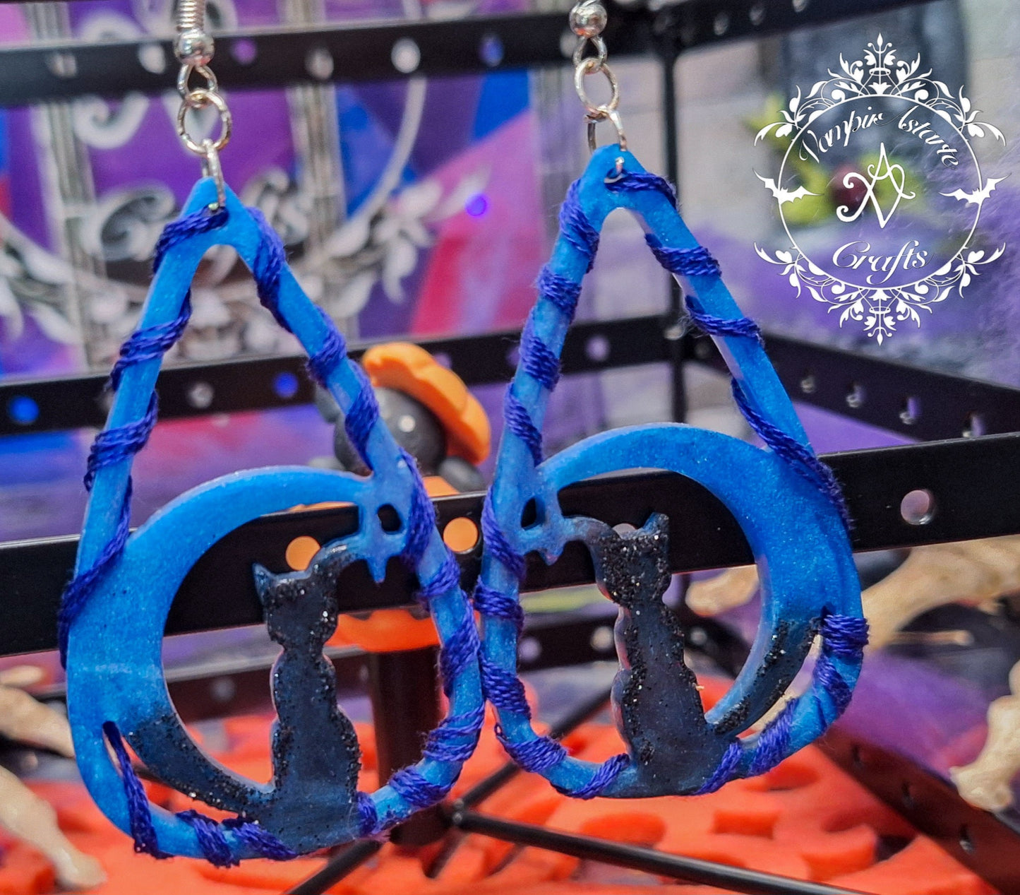 PENDIENTES MOONCAT (blue)