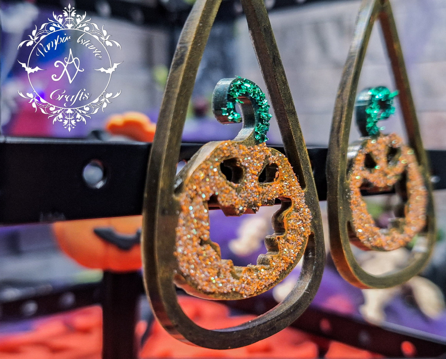 PENDIENTES PUMPKIN (solo calabaza con purpurina)