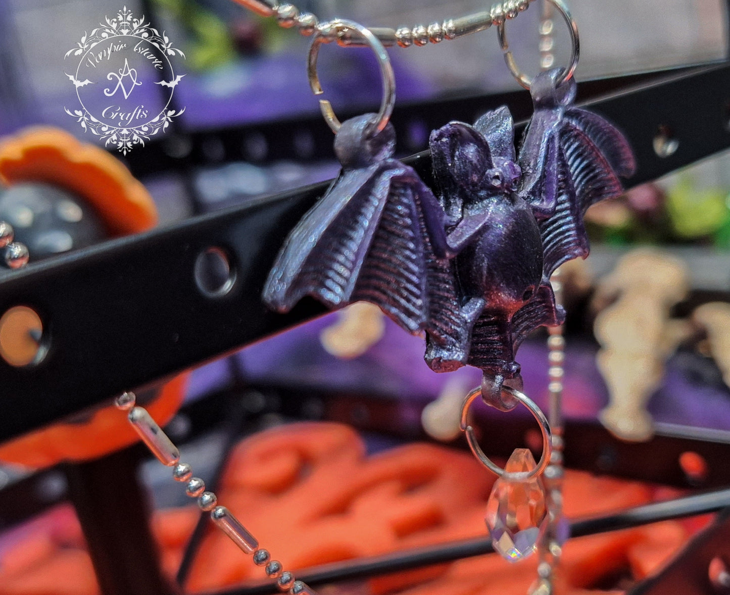 COLGANTE BAT (lágrima transparente/cadena)