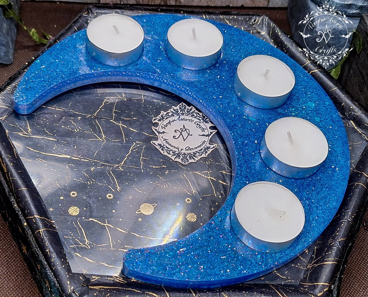 PORTAVELAS MOON (blue)